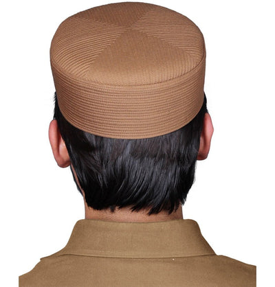 Modefa Kufi Men's Premium Islamic Turban Kufi - Golden Brown