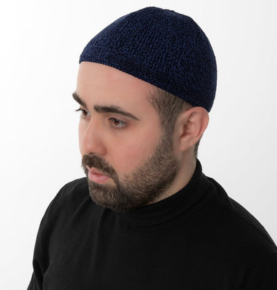 Modefa Kufi Navy Blue Men's Premium Islamic Chenille Comfort Knitted Kufi - Navy Blue