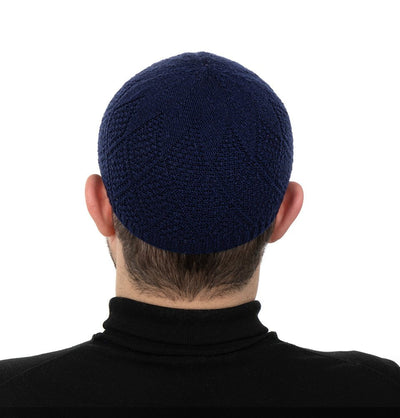 Modefa Kufi Navy Blue Men's Premium Islamic Diamond Knitted Kufi - Navy Blue