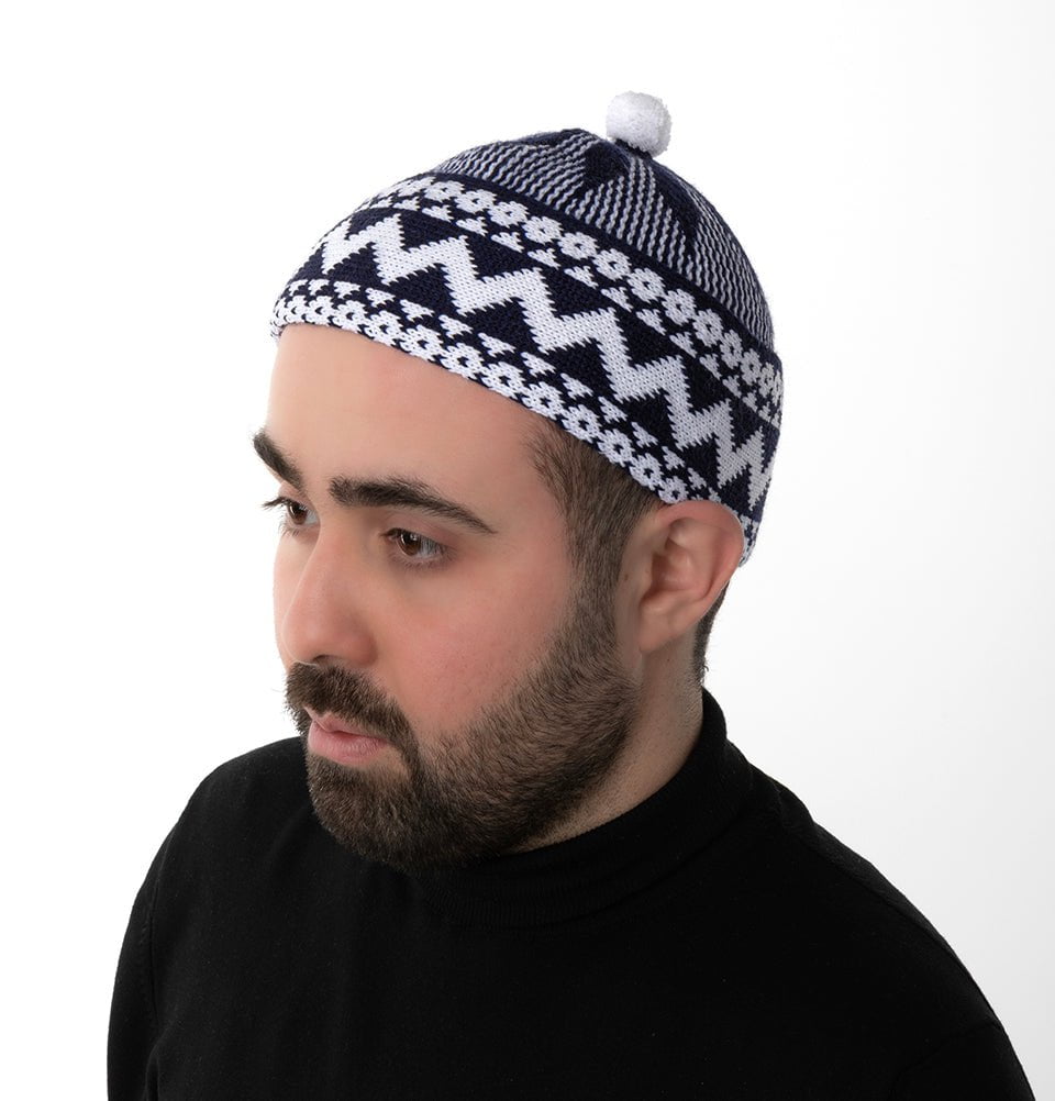 Modefa Kufi Navy Blue Men's Premium Islamic Haji Knitted Kufi - Navy Blue