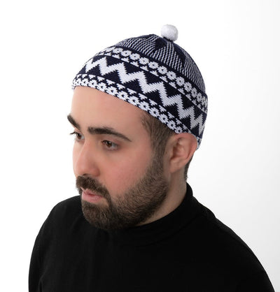 Modefa Kufi Navy Blue Men's Premium Islamic Haji Knitted Kufi - Navy Blue
