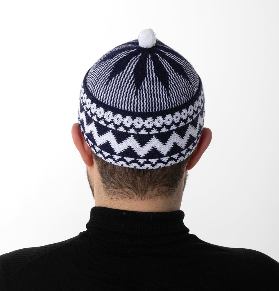Modefa Kufi Navy Blue Men's Premium Islamic Haji Knitted Kufi - Navy Blue