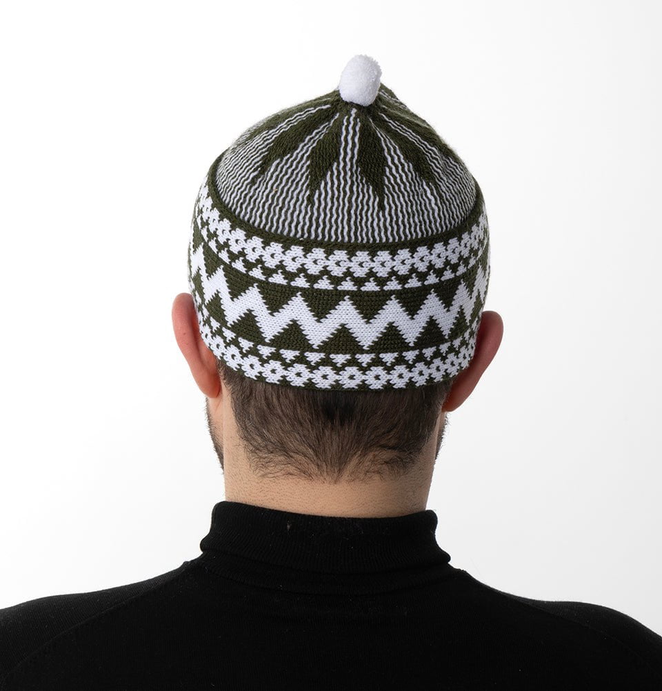 Modefa Kufi Olive Green Men's Premium Islamic Haji Knitted Kufi - Olive Green