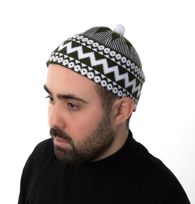 Modefa Kufi Olive Green Men's Premium Islamic Haji Knitted Kufi - Olive Green