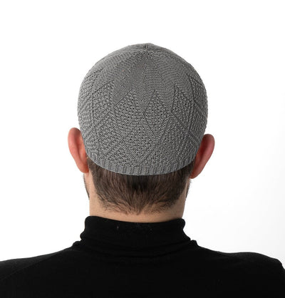 Modefa Kufi Silver Grey Men's Premium Islamic Diamond Knitted Kufi - Silver Grey