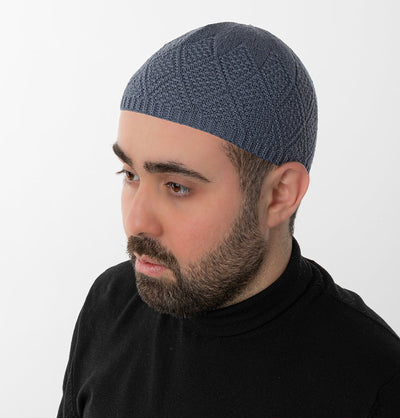 Modefa Kufi Slate Grey Men's Premium Islamic Diamond Knitted Kufi - Slate Grey