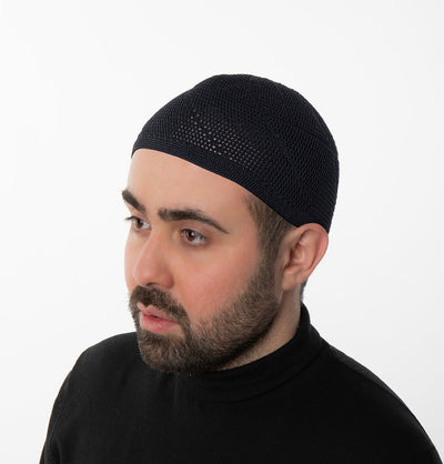 Modefa Kufi Sleek Black Men's Premium Islamic Dervish Knitted Kufi - Sleek Black