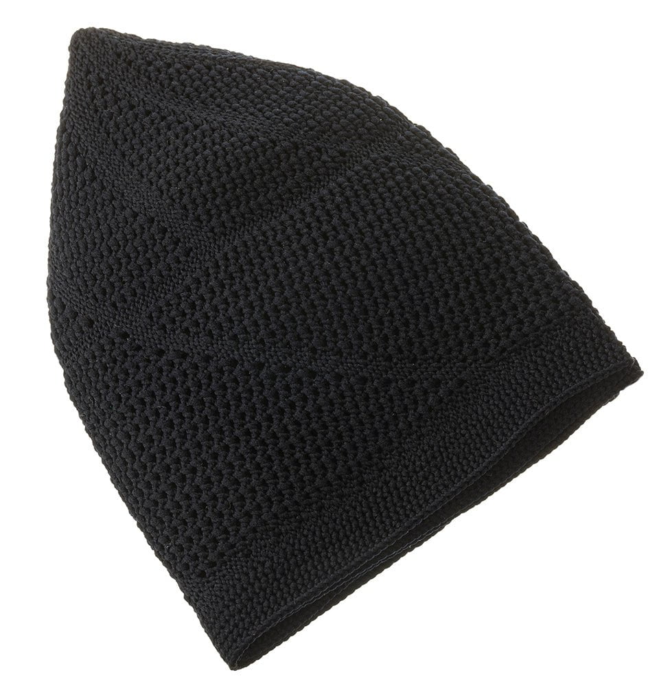 Modefa Kufi Sleek Black Men's Premium Islamic Dervish Knitted Kufi - Sleek Black