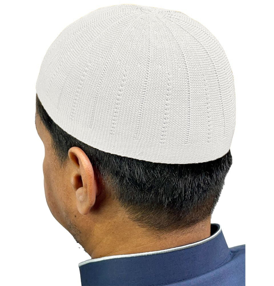 Modefa Kufi White Islamic Men's Knitted Kufi VS1 - White