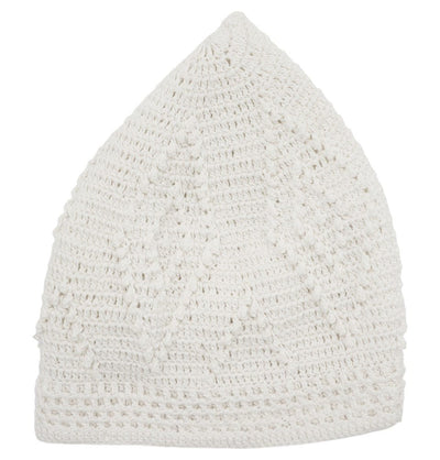 Modefa Kufi White Men's Islamic Knitted Cotton Geometric Kufi - White
