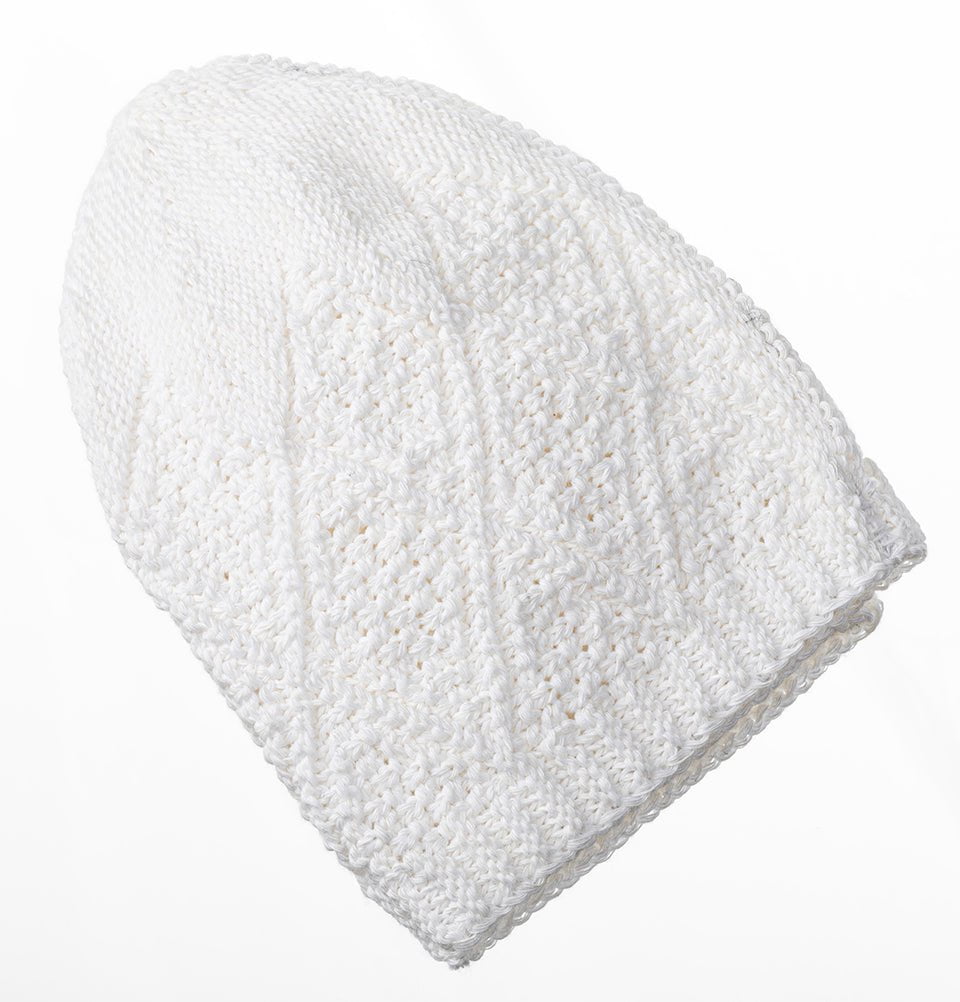 Modefa Kufi White Men's Premium Islamic Diamond Knitted Kufi - White