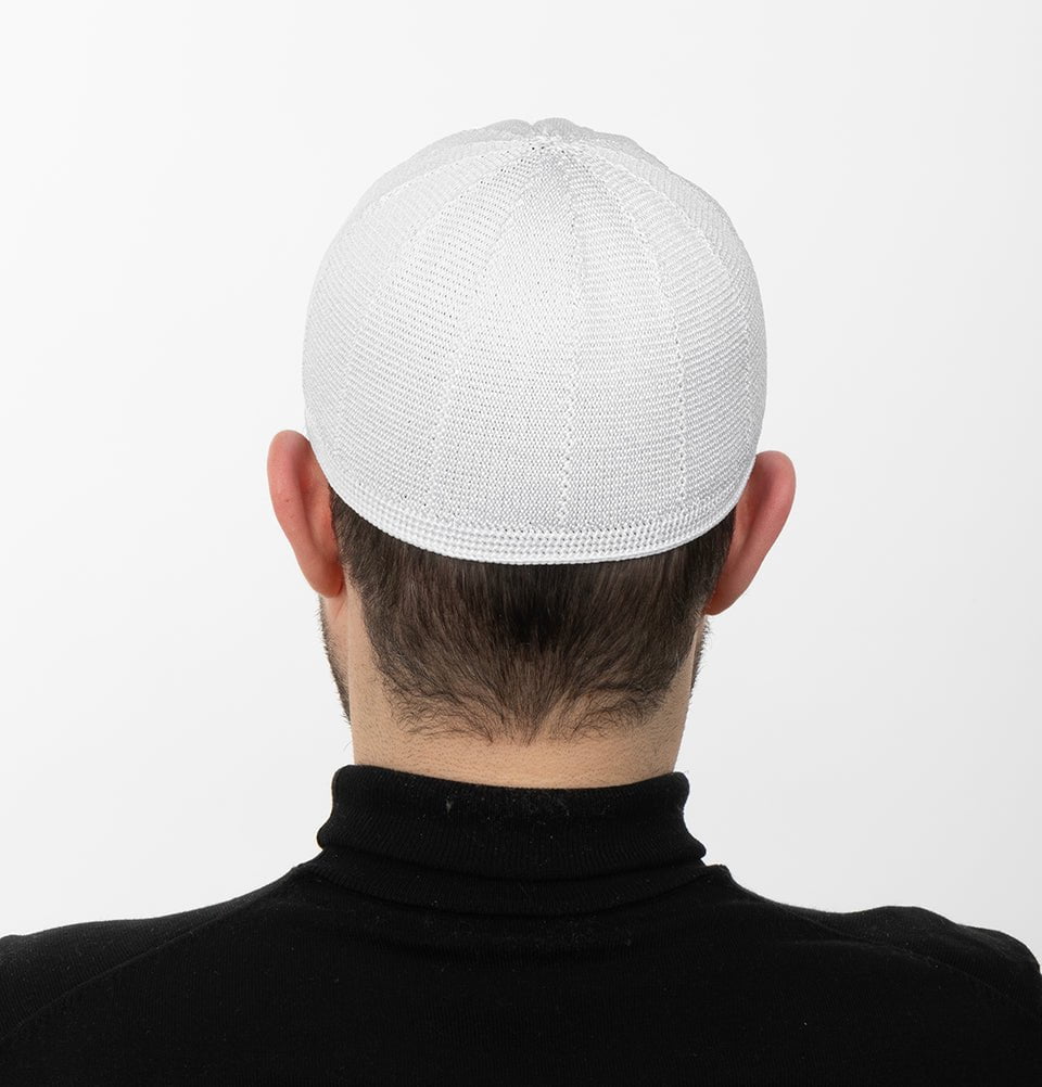 Modefa Kufi White Men's Premium Islamic Kubbe Knitted Kufi - White