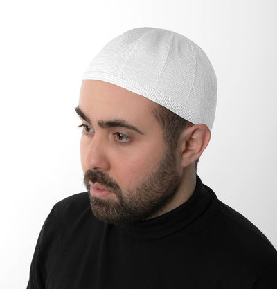 Modefa Kufi White Men's Premium Islamic Kubbe Knitted Kufi - White