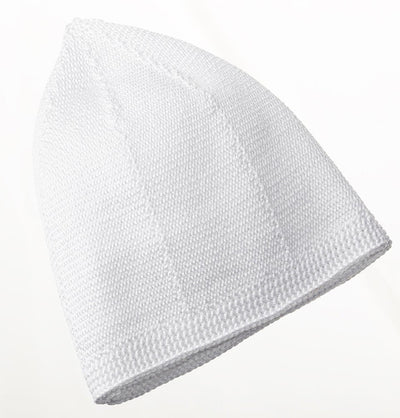 Modefa Kufi White Men's Premium Islamic Kubbe Knitted Kufi - White