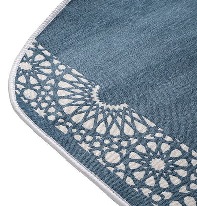 Modefa Light Blue Chenille Foam Prayer Rug - Mustaqim Light Blue