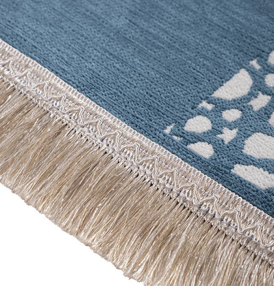 Modefa Light Blue Chenille Foam Prayer Rug - Mustaqim Light Blue