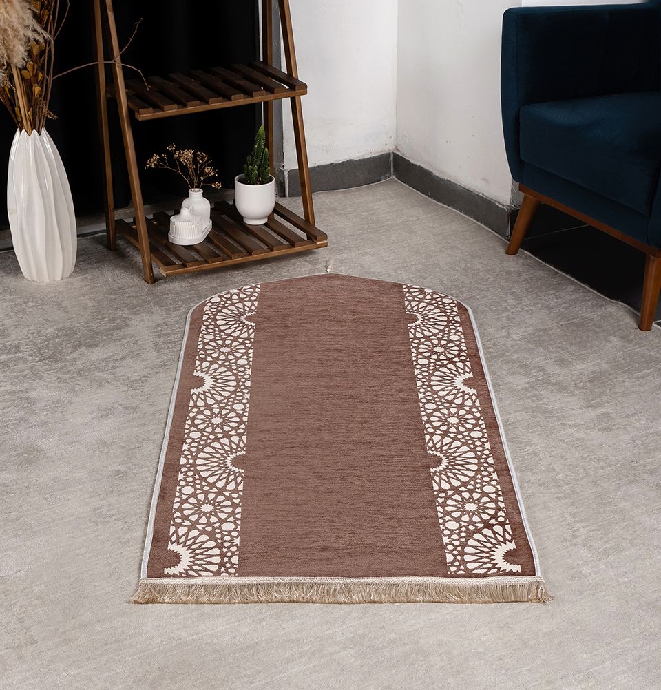 Modefa Mink Chenille Foam Prayer Rug - Mustaqim Mink