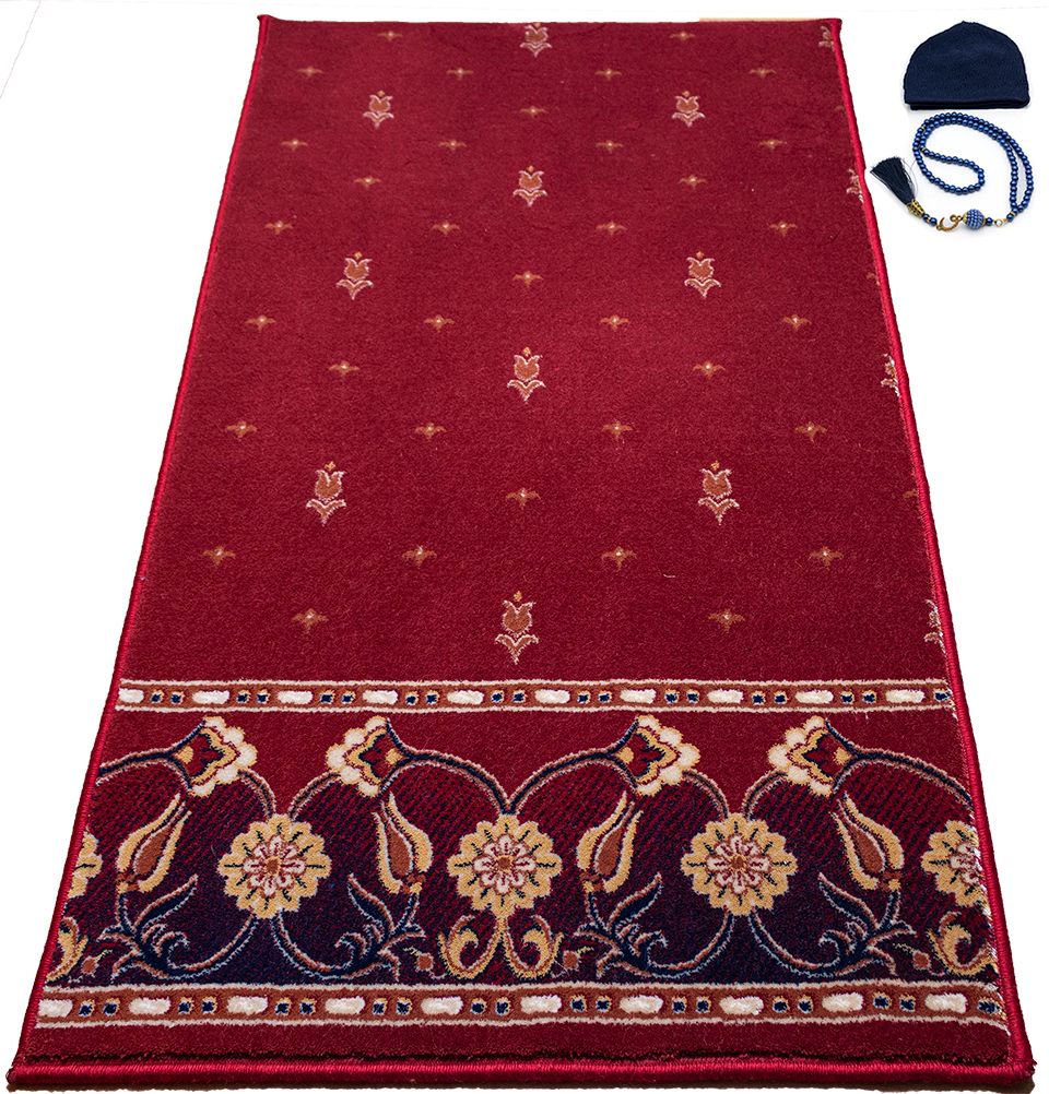 Modefa Modefa Turkish Islamic Luxury Kilim Prayer Rug - Floral Red