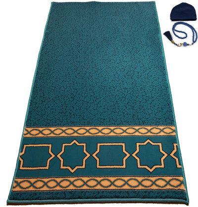 Modefa Modefa Turkish Islamic Luxury Kilim Prayer Rug - Selcuk Star - Teal