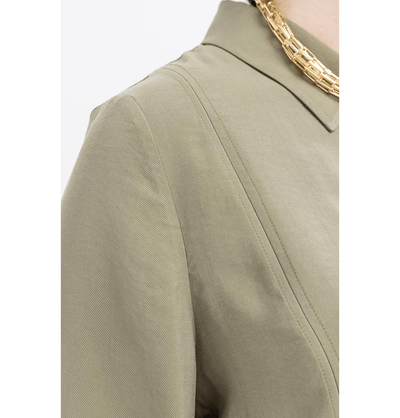 Modefa Modest Clothing Set Modern Muslim Women's Oversized Tunic and Wide Leg Pants - M30091 Khaki Green