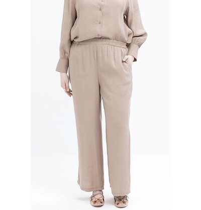 Modefa Modest Clothing Set Modern Muslim Women's Oversized Tunic and Wide Leg Pants - M30091 Mink