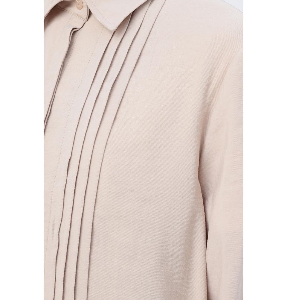 Modefa Modest Clothing Set Modern Muslim Women's Side Pleated Co-ord Set - M30086 Beige