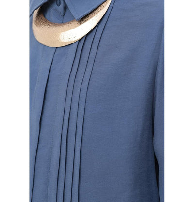 Modefa Modest Clothing Set Modern Muslim Women's Side Pleated Co-ord set - M30086 Indigo Blue