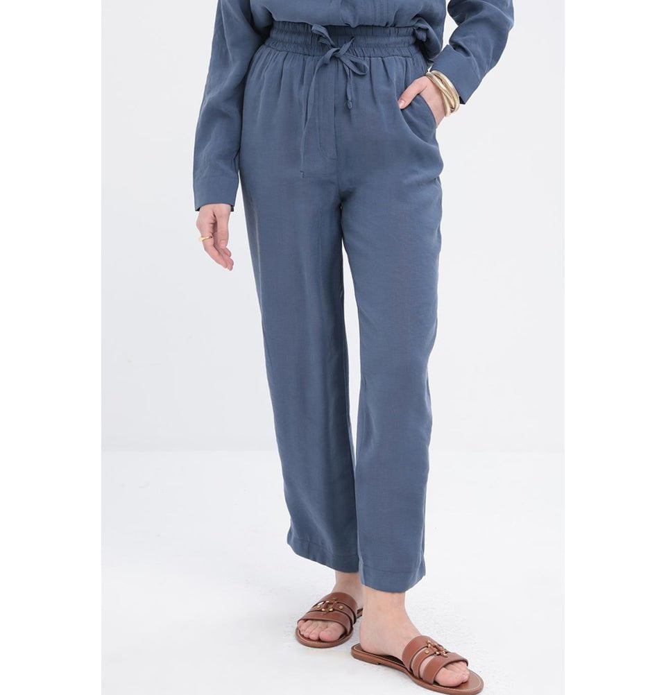 Modefa Modest Clothing Set Modern Muslim Women's Side Pleated Co-ord set - M30086 Indigo Blue