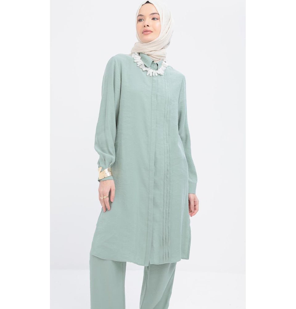 Modefa Modest Clothing Set Modern Muslim Women's Side Pleated Co-ord set - M30086 Mint