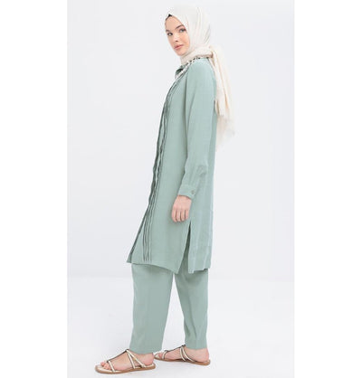 Modefa Modest Clothing Set Modern Muslim Women's Side Pleated Co-ord set - M30086 Mint