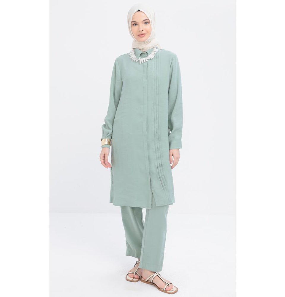 Modefa Modest Clothing Set Modern Muslim Women's Side Pleated Co-ord set - M30086 Mint