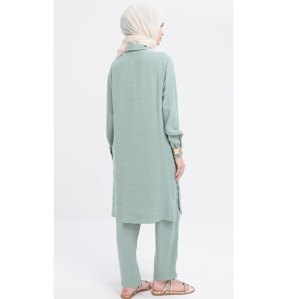 Modefa Modest Clothing Set Modern Muslim Women's Side Pleated Co-ord set - M30086 Mint