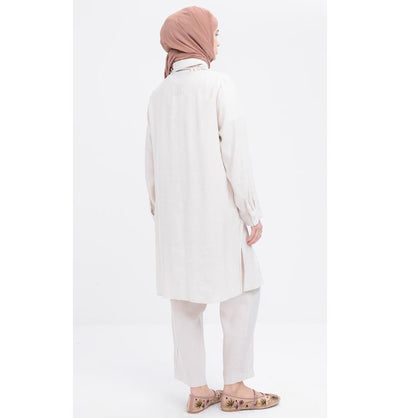 Modefa Modest Clothing Set Modern Muslim Women's Side Pleated Co-ord Set - M30086 Stone Beige