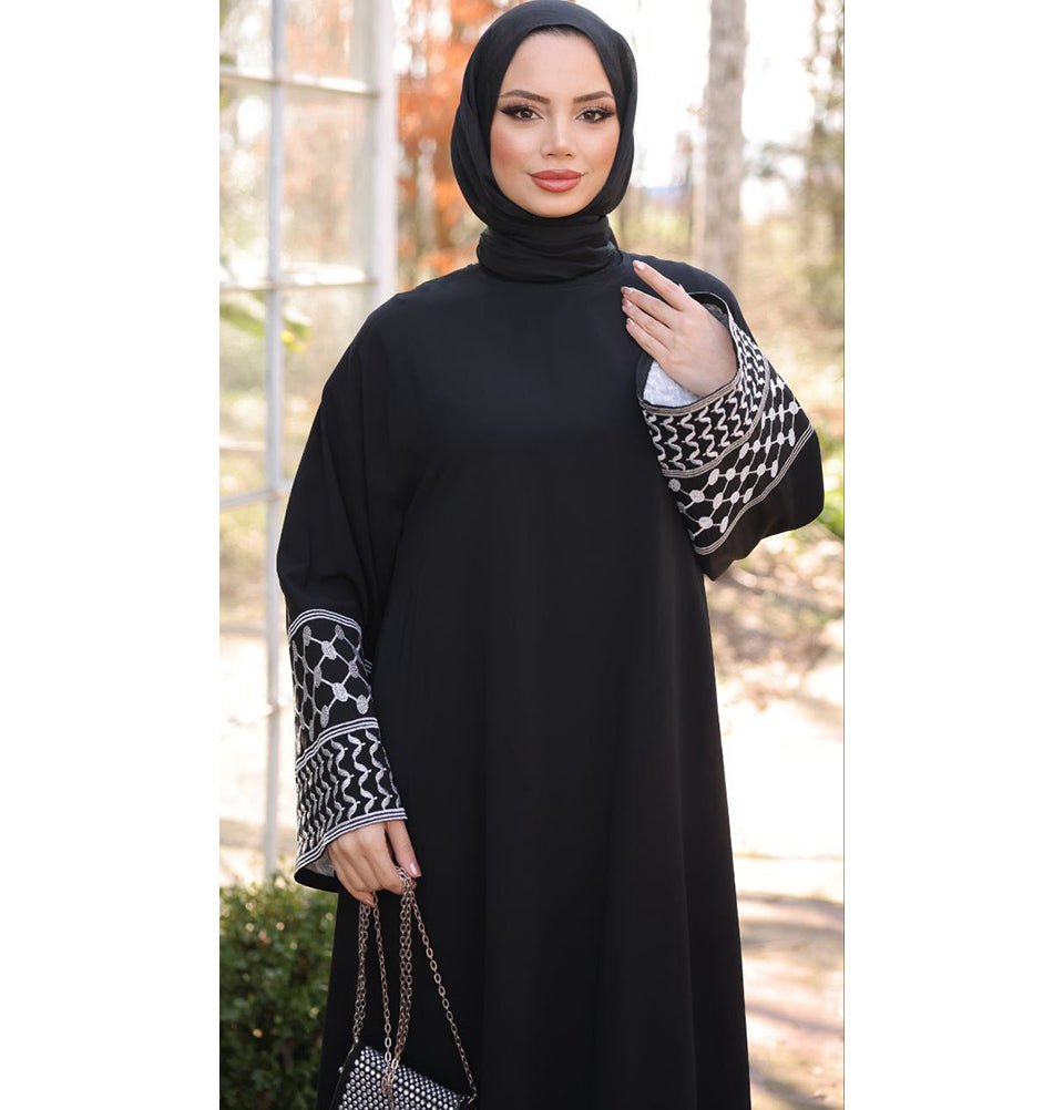 Modefa Modest Clothing Set Modest Muslim Woman's Two Piece Keffiyah Inspired Skirt Set - Black