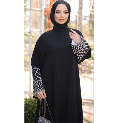 Modefa Modest Clothing Set Modest Muslim Woman's Two Piece Keffiyah Inspired Skirt Set - Black