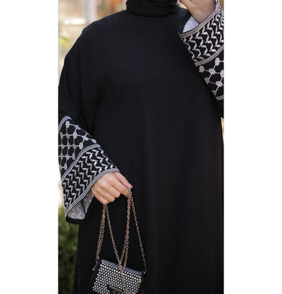 Modefa Modest Clothing Set Modest Muslim Woman's Two Piece Keffiyah Inspired Skirt Set - Black