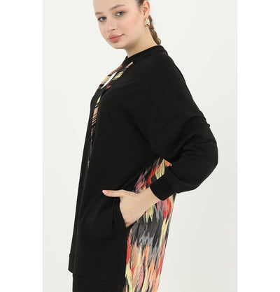 Modefa Modest Clothing Set Modest Muslim Women's Abstract Jogger Set - 14192 Black