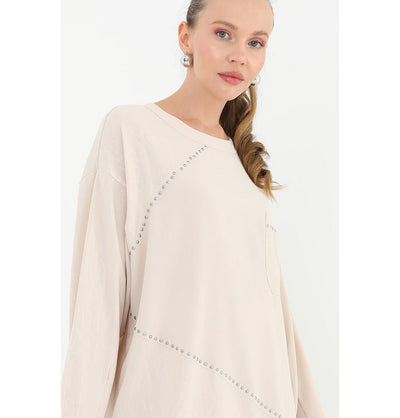 Modefa Modest Clothing Set Modest Muslim Women's Chic Tunic and Wide Legged Pants - 14198 Beige