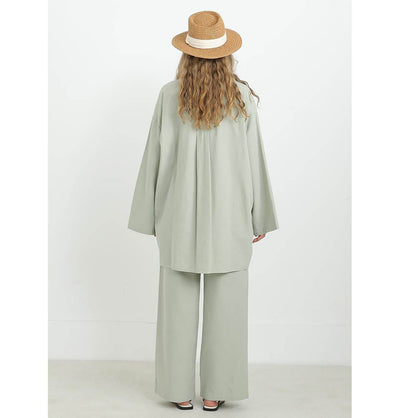 Modefa Modest Clothing Set Modest Muslim Women's Cotton Two Piece Tunic Set - 20694 Mint Green