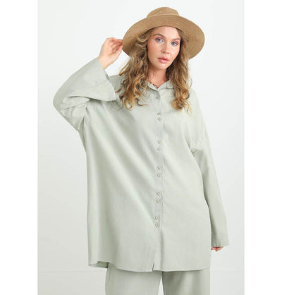 Modefa Modest Clothing Set Modest Muslim Women's Cotton Two Piece Tunic Set - 20694 Mint Green