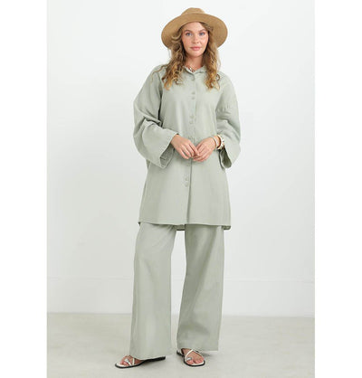 Modefa Modest Clothing Set Modest Muslim Women's Cotton Two Piece Tunic Set - 20694 Mint Green
