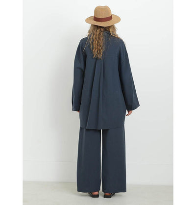 Modefa Modest Clothing Set Modest Muslim Women's Cotton Two Piece Tunic Set - 20694 Navy Blue