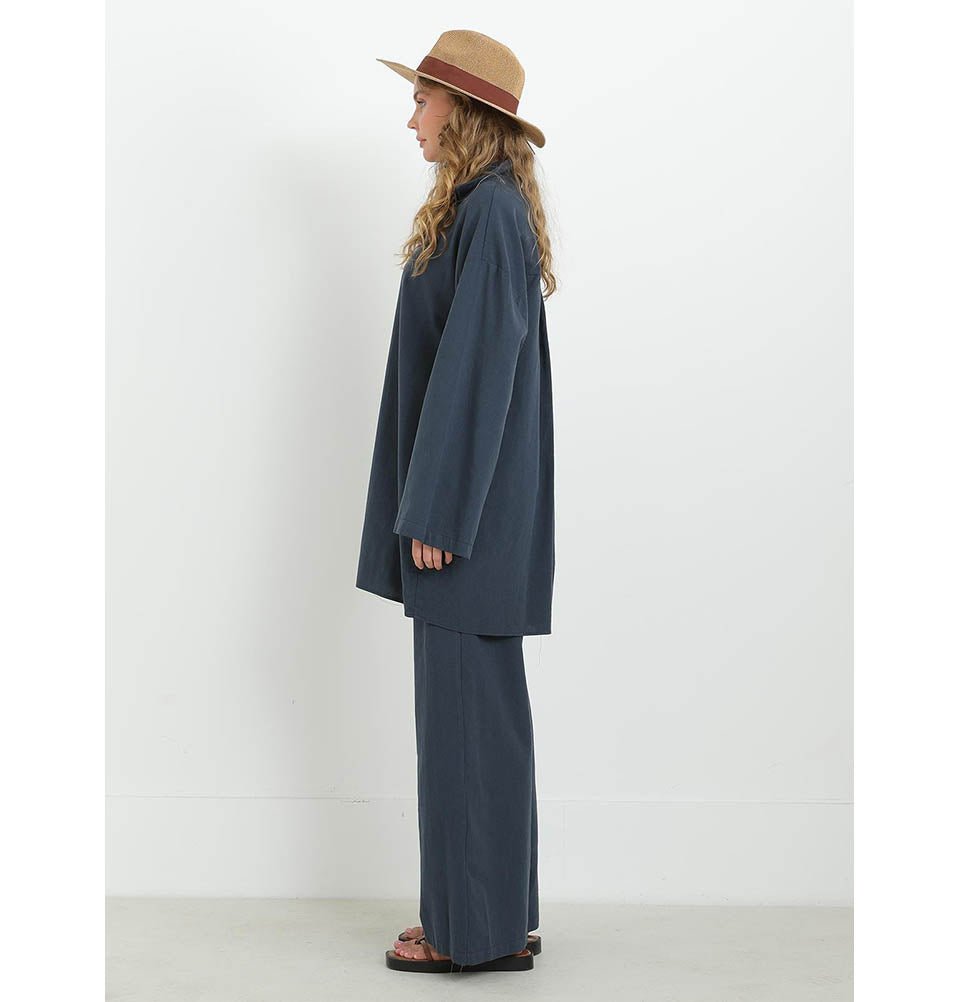 Modefa Modest Clothing Set Modest Muslim Women's Cotton Two Piece Tunic Set - 20694 Navy Blue