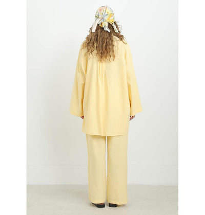 Modefa Modest Clothing Set Modest Muslim Women's Cotton Two Piece Tunic Set - 20694 Yellow