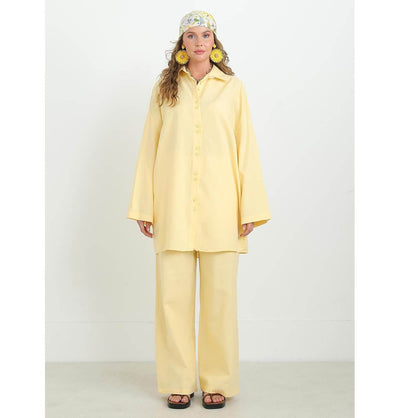 Modefa Modest Clothing Set Modest Muslim Women's Cotton Two Piece Tunic Set - 20694 Yellow