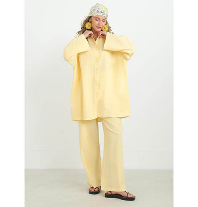 Modefa Modest Clothing Set Modest Muslim Women's Cotton Two Piece Tunic Set - 20694 Yellow