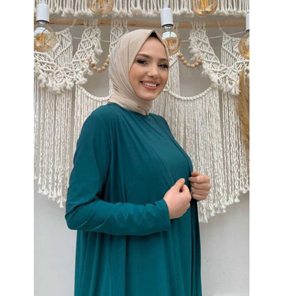 Modefa Modest Clothing Set Modest Muslim Women's Three Piece Set with Pants & Ruffle Cardigan - Emerald Green