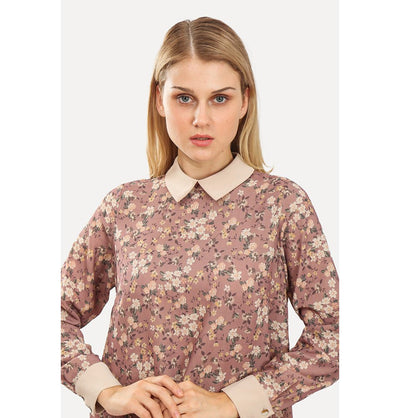 Modefa Modest Clothing Set Modest Muslim Women’s Vintage Ditsy Floral Tunic with Solid Pant Set - 9260 Tea Rose