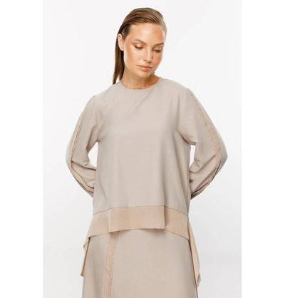 Modefa Modest Clothing Set Modest Women’s Fashion Swing Tunic with Skirt - 241802 Beige