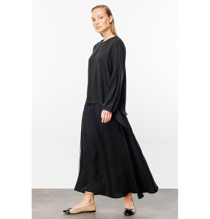ワンピース YUZEFI Women Mid Skirts YUZRS23RWDR0900 BLACK Black modefa-modest-clothing-set-